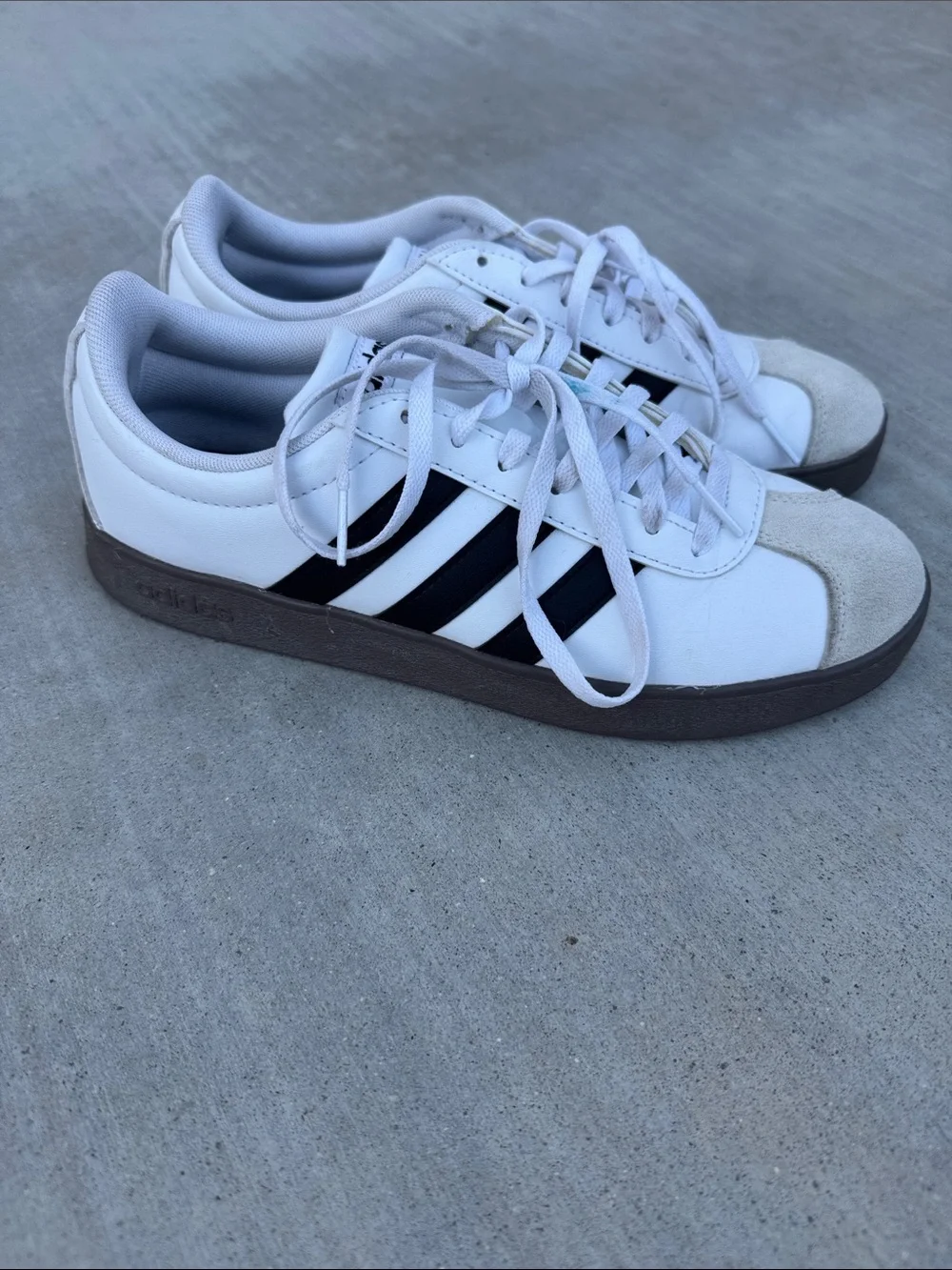 Adidas White and Black Classic Court Sneakers